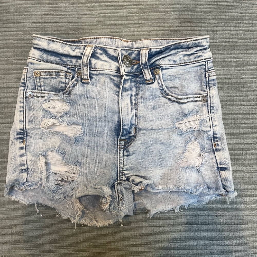 American Eagle Outfitters Light Blue Distressed Jean Shorts